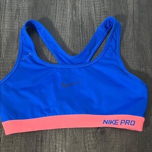 Nike Pro Women's Vibrant Blue and Coral Sports Bra